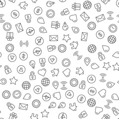 Star, Lock, House, Heart, Light Bulb, Internet Seamless Pattern for printing, wrapping, design, sites, shops, apps