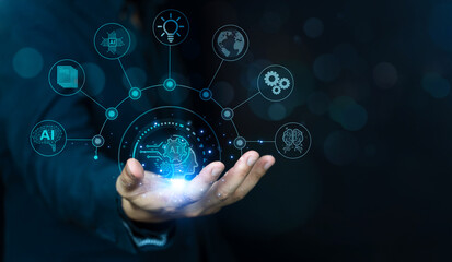 Concept technology AI for business, Artificial Intelligence assistance, Automatic system.