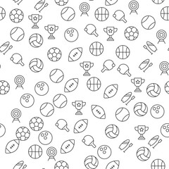 Football, Winner Cup, Archery, Tennis Seamless Pattern for printing, wrapping, design, sites, shops, apps