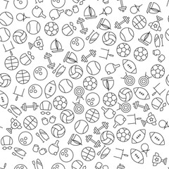 Fitness, Sports, Games and Activities Seamless Pattern for printing, wrapping, design, sites, shops, apps