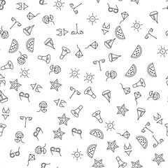 Beach, Travel and Vacation Seamless Pattern for printing, wrapping, design, sites, shops, apps