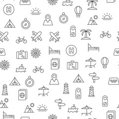 Fototapeta premium Hotel, Compass, Tent, Beach, Rest, Lounge Seamless Pattern for printing, wrapping, design, sites, shops, apps