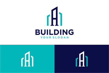 building logo design with the letter a
