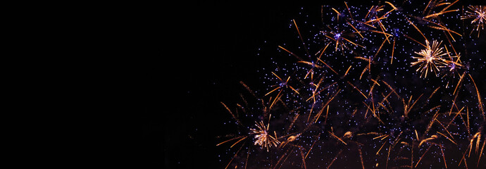 Banner Firework celebrate anniversary happy new year 2024, 4th of july holiday festival. colorful...