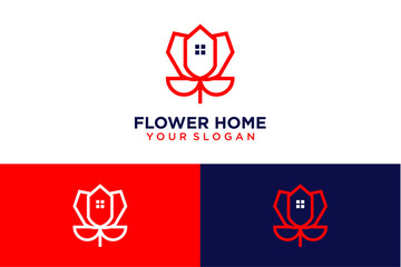 flower logo design with house