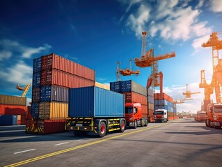 Business logistics and transportation concept background, shopping company background illustration, Generative Ai 