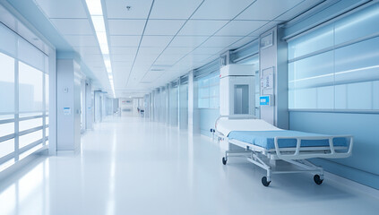 Empty health modern corridor interior care clinical medicine hospital hall room clean - Powered by Adobe
