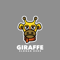Cute giraffe head mascot logo