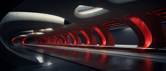 A Sleek Unoccupied Futuristic Tunnel Backdrop