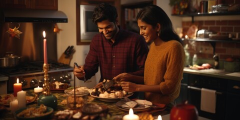 Indian Couple Making Holiday Dinner