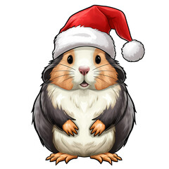Cute Guinea Pig Christmas Clipart Illustration