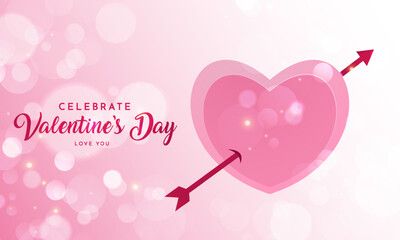 Valentines day design with arrow and love heart vector