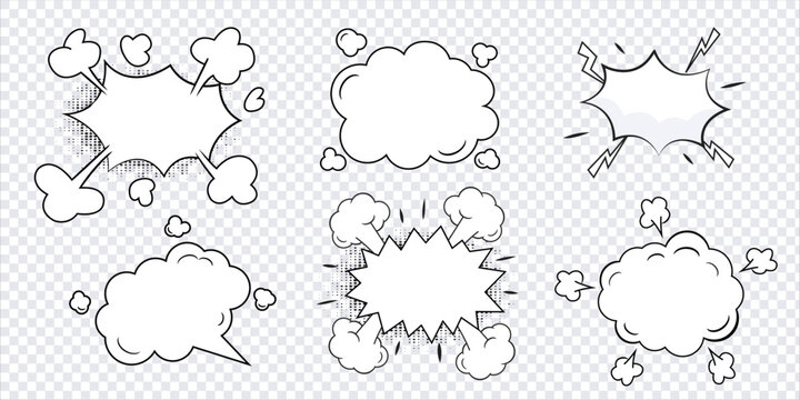 set of comic explosion. cartoon book sound element. vector illustration