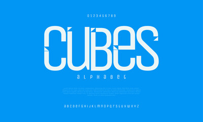 Cubes premium luxury elegant alphabet letters and numbers. Elegant wedding typography classic serif font decorative vintage retro. Creative vector illustration