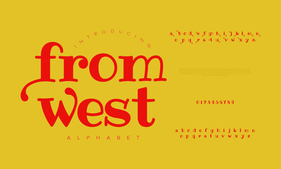Fototapeta premium Fromwest creative modern urban alphabet font. Digital abstract moslem, futuristic, fashion, sport, minimal technology typography. Simple numeric vector illustration