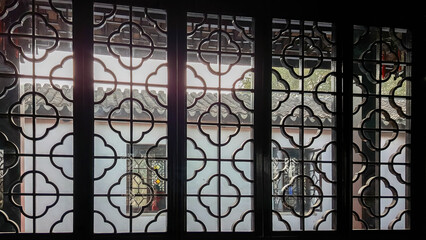 Traditional Chinese architecture and window grilles
