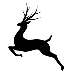 Jumping reindeer icon vector for winter event. Jumping reindeer silhouette in the cold season. Reindeer silhouette for icon, symbol, winter or Christmas decoration
