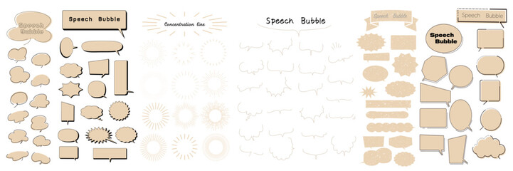 吹き出しセット.speech bubble set/concentration line/effect line