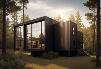 house in the woods rustic modern container 4