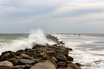 waves breaking on the rocks