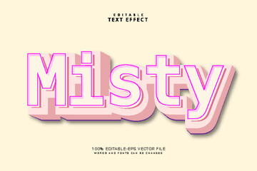 Misty editable text effect 3 dimension emboss cartoon style