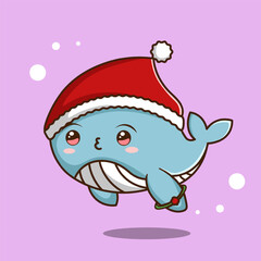 Cute Little Christmas Whale Illustration