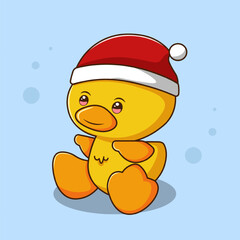 Cute Little Christmas Duck Illustration