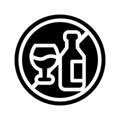 no alcohol solid icon illustration vector graphic. Simple element illustration vector graphic, suitable for app, websites, and presentations isolated on white background