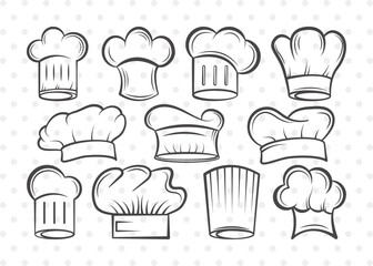  Chef Hat Clipart SVG Cut File | Chef Svg | Cook Hat Svg | Koki Hat Svg | kitchen Svg| Bundle | Clipart | Outline | Silhouette