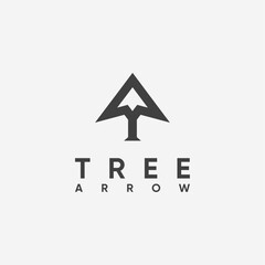 Tree and icon arrow logo design