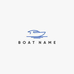 Simple Boat logo Monoline Line Art