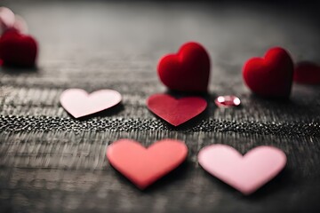 Obraz premium red and pink hearts on a black background
