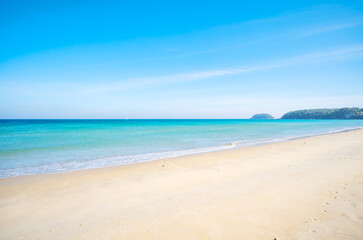 Empty tropical beach and seascape, Beautiful sandy beach and sea in sunny day,Blue sky in good...