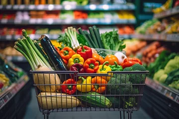 Rolgordijnen shopping cart with vegetables © Niko
