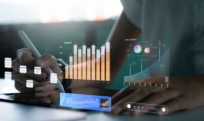 Business analytics dashboard with KPI, charts and metrics to analyze data and create insight...