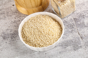 Sesame seeds heap in the bowl