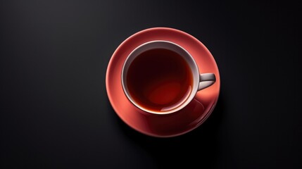 A Cup of freshly brewed black tea, top view.