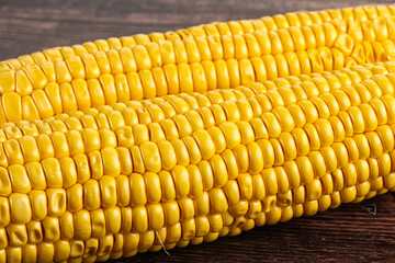 Sweet yellow raw corn cob