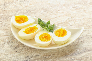 Boiled chicken egg for breakfast