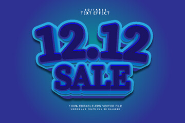 12.12 sale editable text effect 3 dimension emboss cartoon style