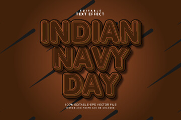 Indian navy day editable text effect 3 dimension emboss cartoon style