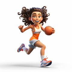 girl playing basketball 3d render