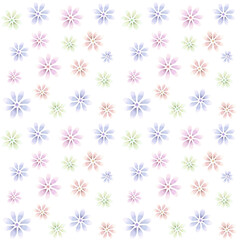 白いバックのカラフルな花柄パターン