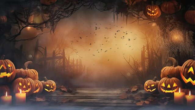 halloween celebration and decoration with pumpkin background. seamless looping time-lapse virtual video animation background.	