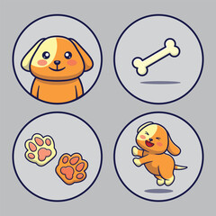 cute dog animal icon collection cartoon vector illustration