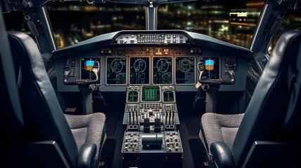 Inside an airplane cockpit.