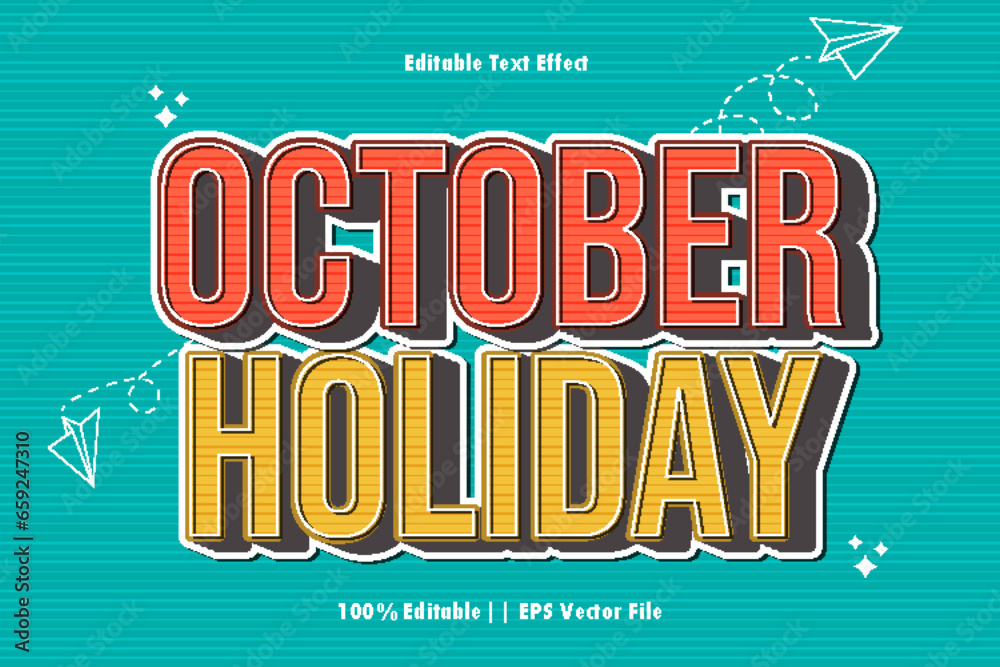 Wall mural october holiday editable text effect emboss style