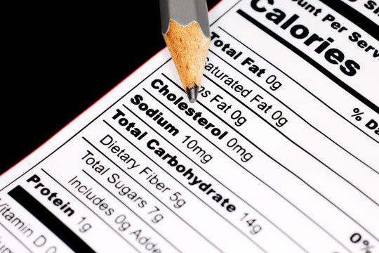 Close up of a Nutritional Label with a Pencil