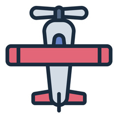 Small Plane with propeller machine filled line icon