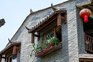 Fototapeta na wymiar Ancient buildings and old houses in traditional Chinese countryside